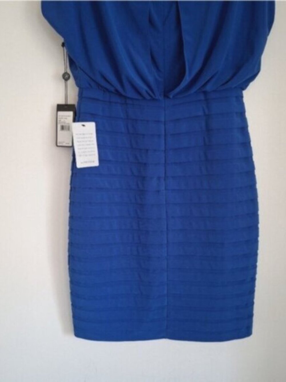 Adrianna Papell Cobalt Blue Boat Neck Sheath Stretch Midi Dress Sz 2 jersey - Picture 8 of 11